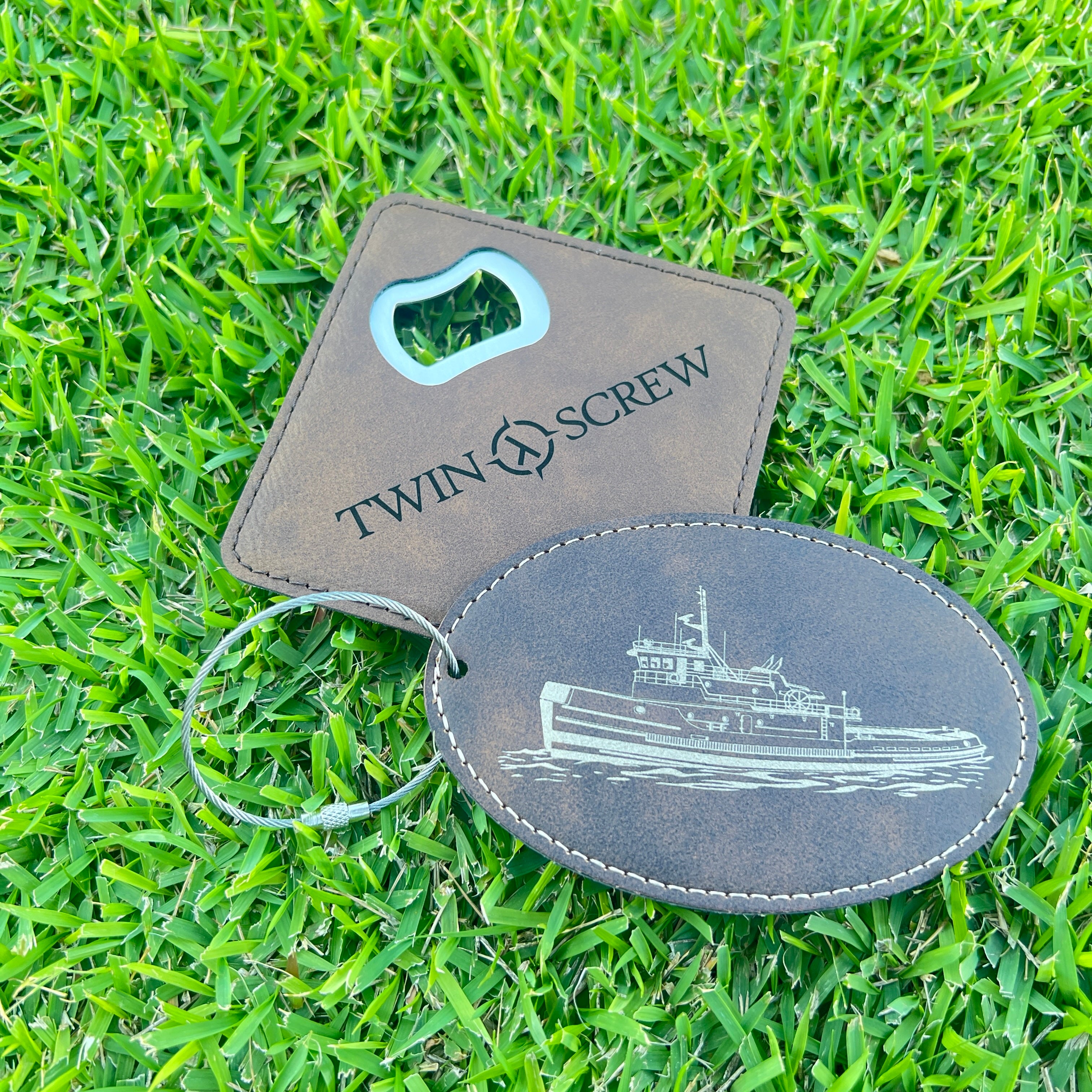 Tug bag tag or bottle opener